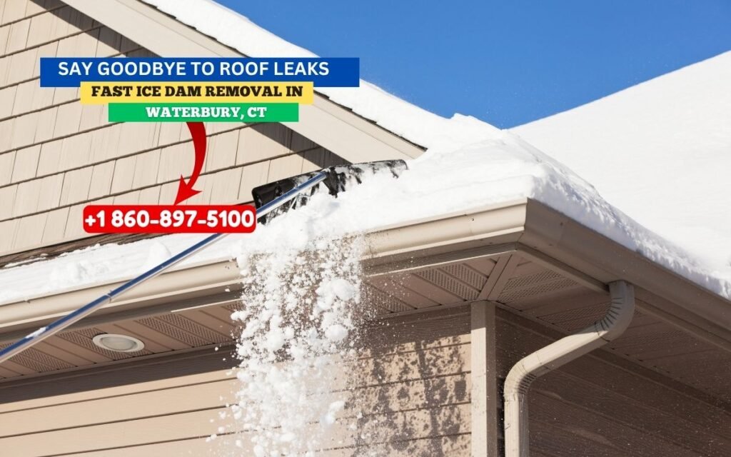 Heavy snow on a roof in Waterbury causing damage