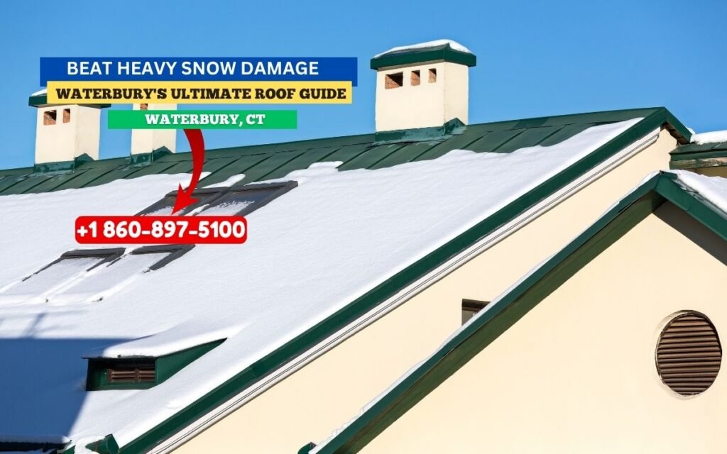 Heavy snow on a roof in Waterbury causing damage