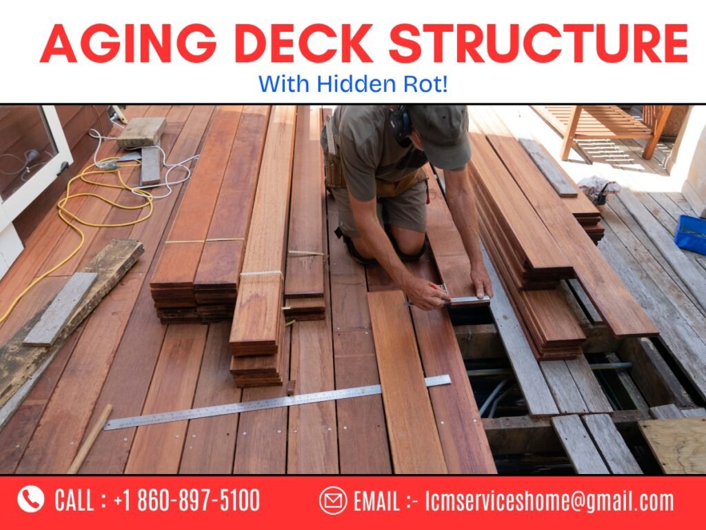 Aging deck structure with hidden rot in Waterbury CT