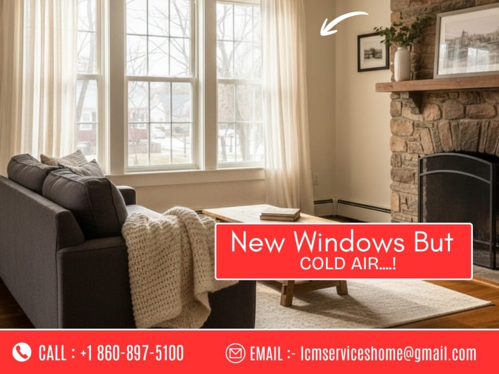 Drafty living room in Waterbury CT home despite new windows