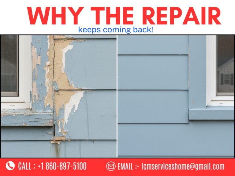 Failed patch repairs on a Waterbury CT home exterior