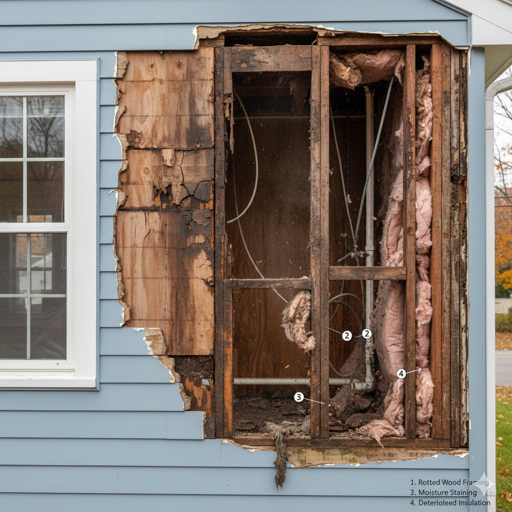 Cosmetic exterior repairs hiding structural damage inside a Waterbury CT home