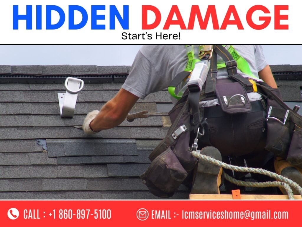 Roof shingle damage on Atwood Ave home in Waterbury CT (1)