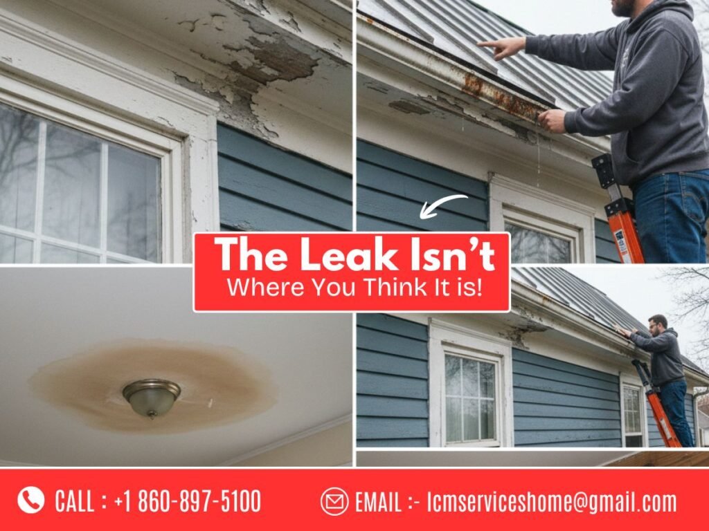 Waterbury CT home showing hidden exterior leak points around roof, siding, and foundation