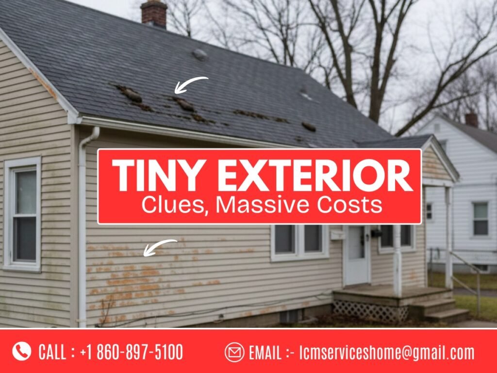 Early signs of exterior failure on a home in Atwood Ave, Waterbury, CT