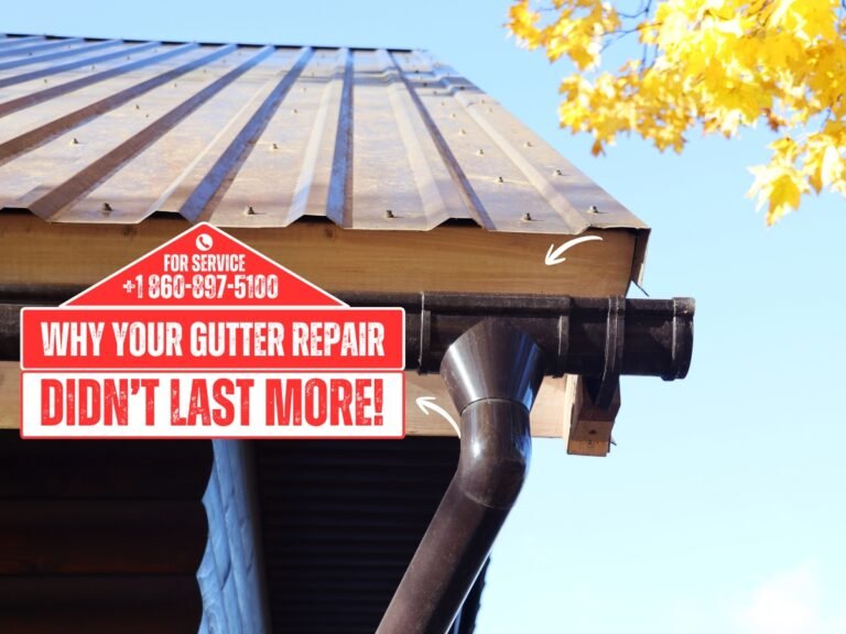 Failed gutter repair causing sagging gutters on Waterbury CT home