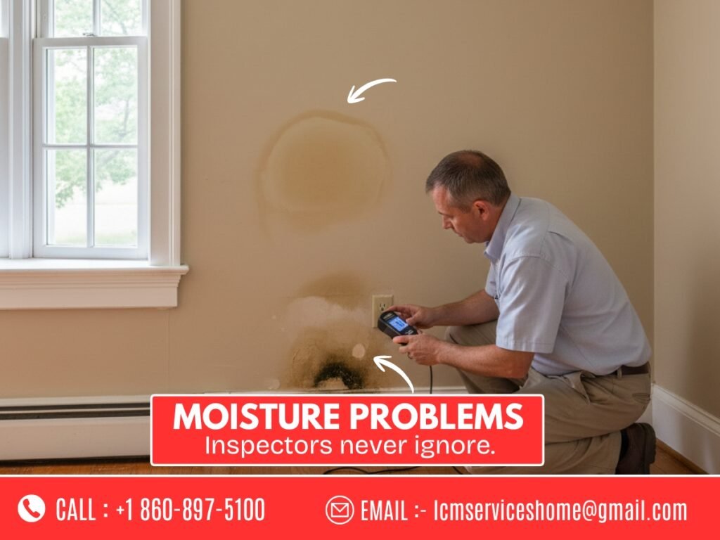Home inspector detecting hidden moisture issues in a Waterbury CT property