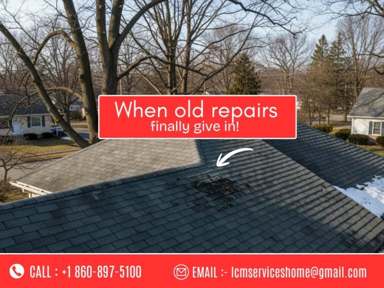 Old roof repairs failing on a Waterbury CT home