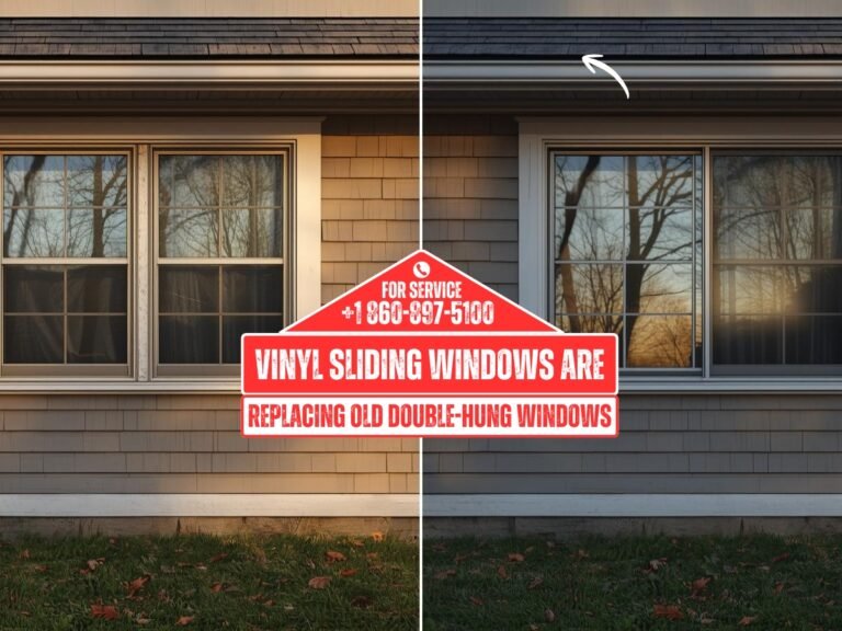 Vinyl sliding windows replacing old double-hung windows in Connecticut homes