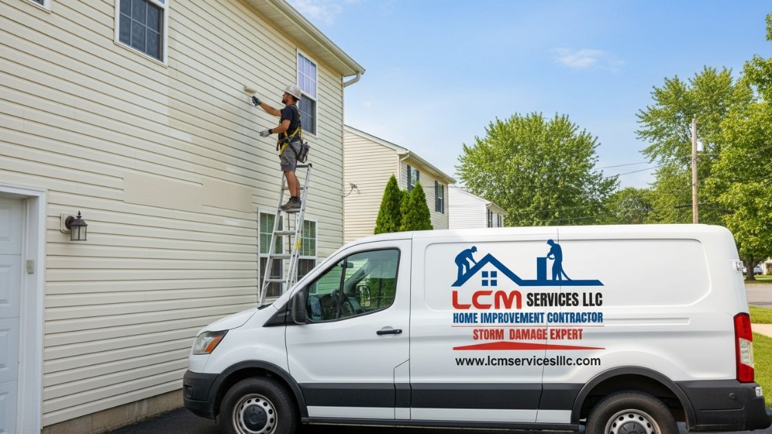 Exterior house painting in Waterbury CT in progress