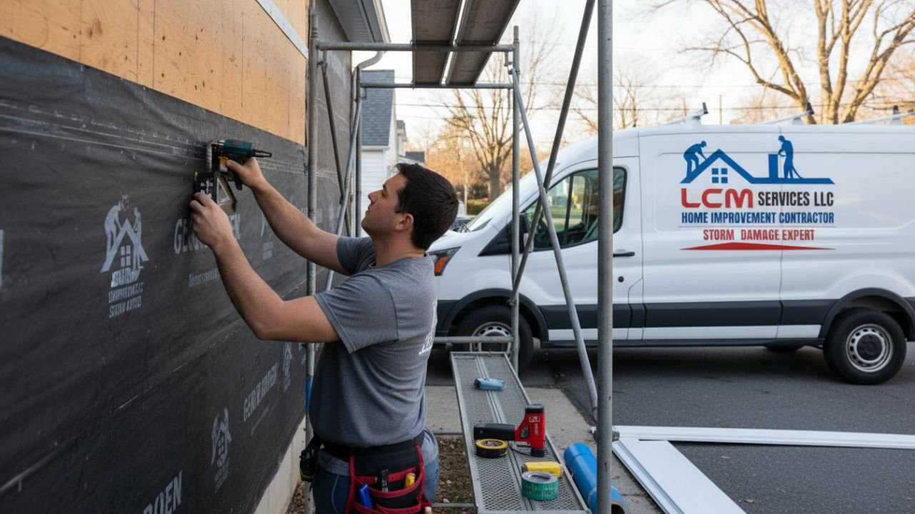 Worker installing vinyl siding panels Waterbury CT